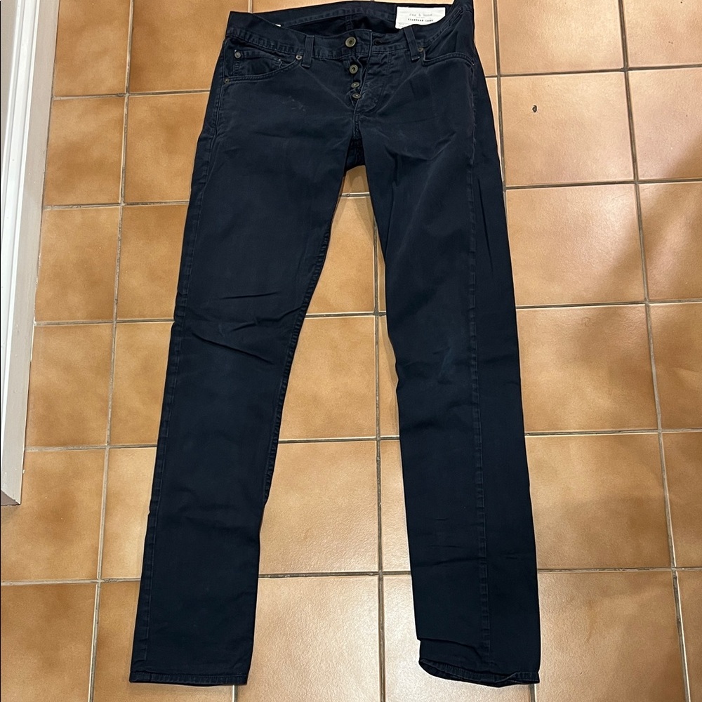 Rag & Bone Navy Button-Fly Pants